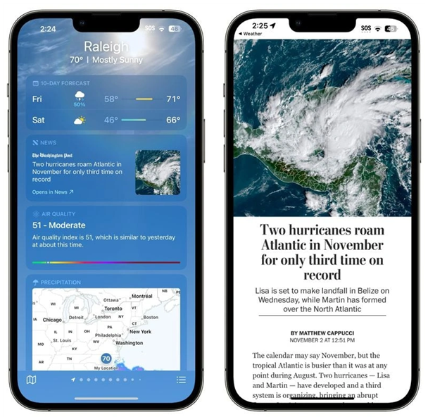 曲靖苹果14维修分享iPhone 14手机如何看天气时顺带看新闻 