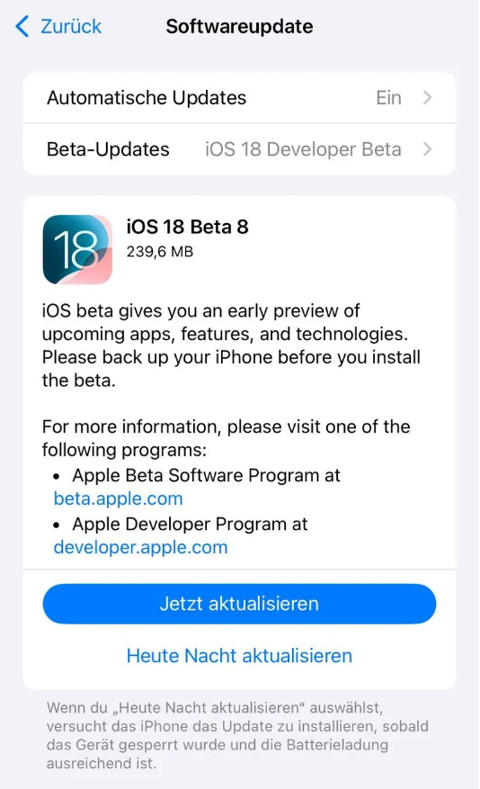 曲靖苹果手机维修分享苹果 iOS / iPadOS 18 开发者预览版 Beta 8 发布 