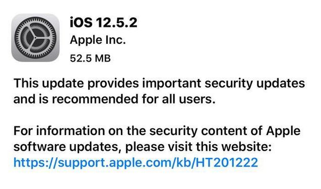 曲靖苹果手机维修分享iOS12.5.2发布，建议所有老苹果用户安装 